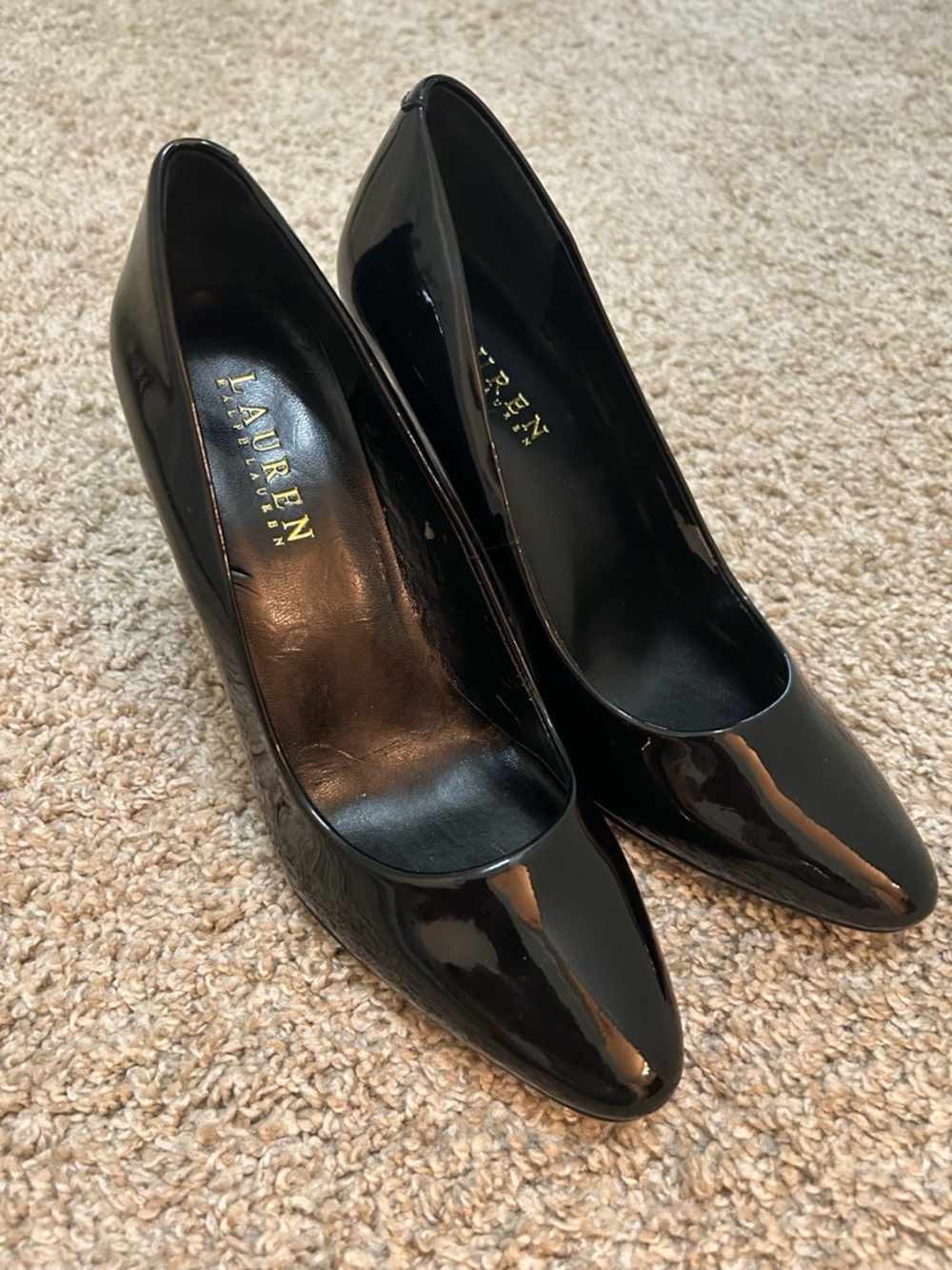 LAUREN Ralph Lauren Glossy Black Patent  leather wedges - Picture 2 of 7